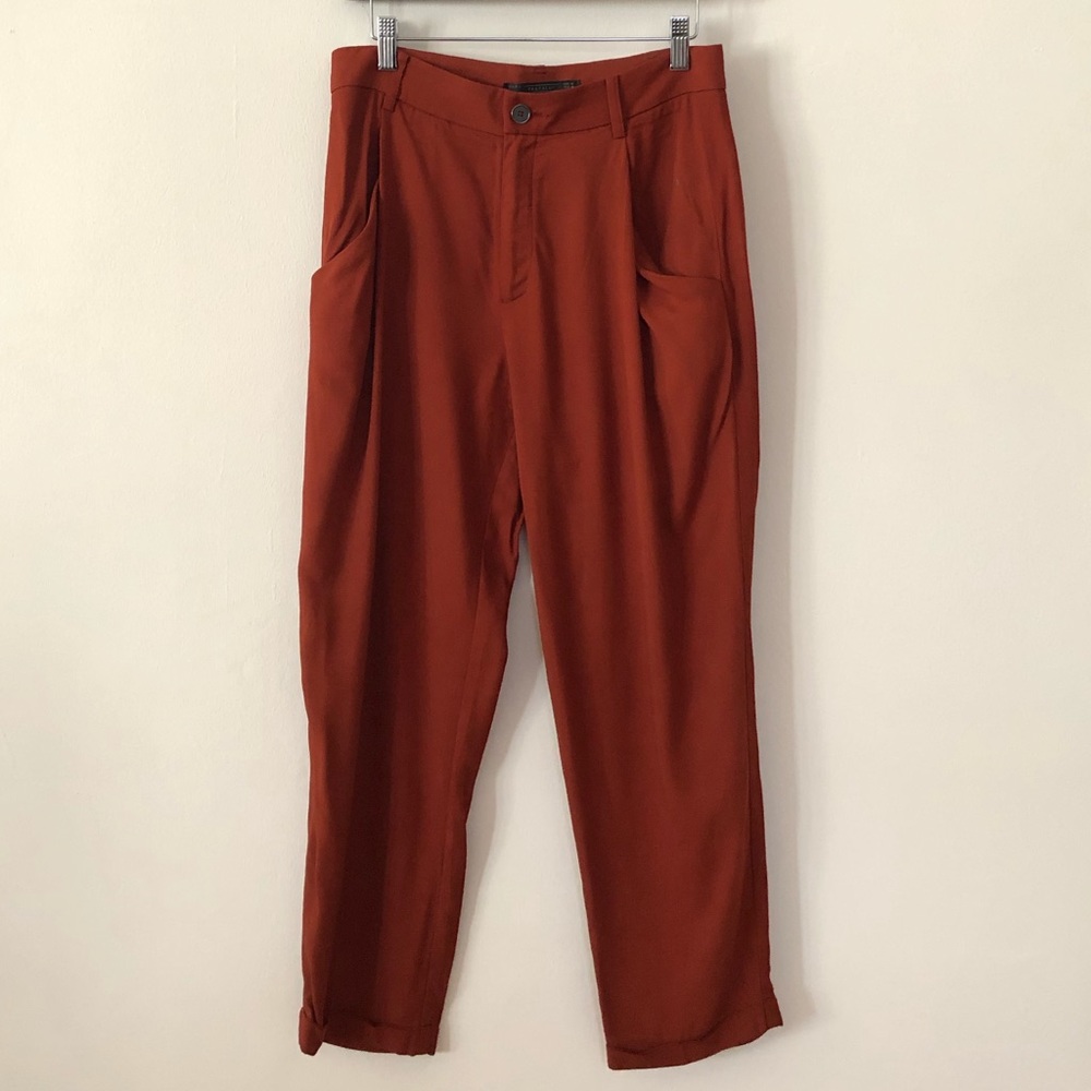Zara Burnt Red High Waist Trousers, M